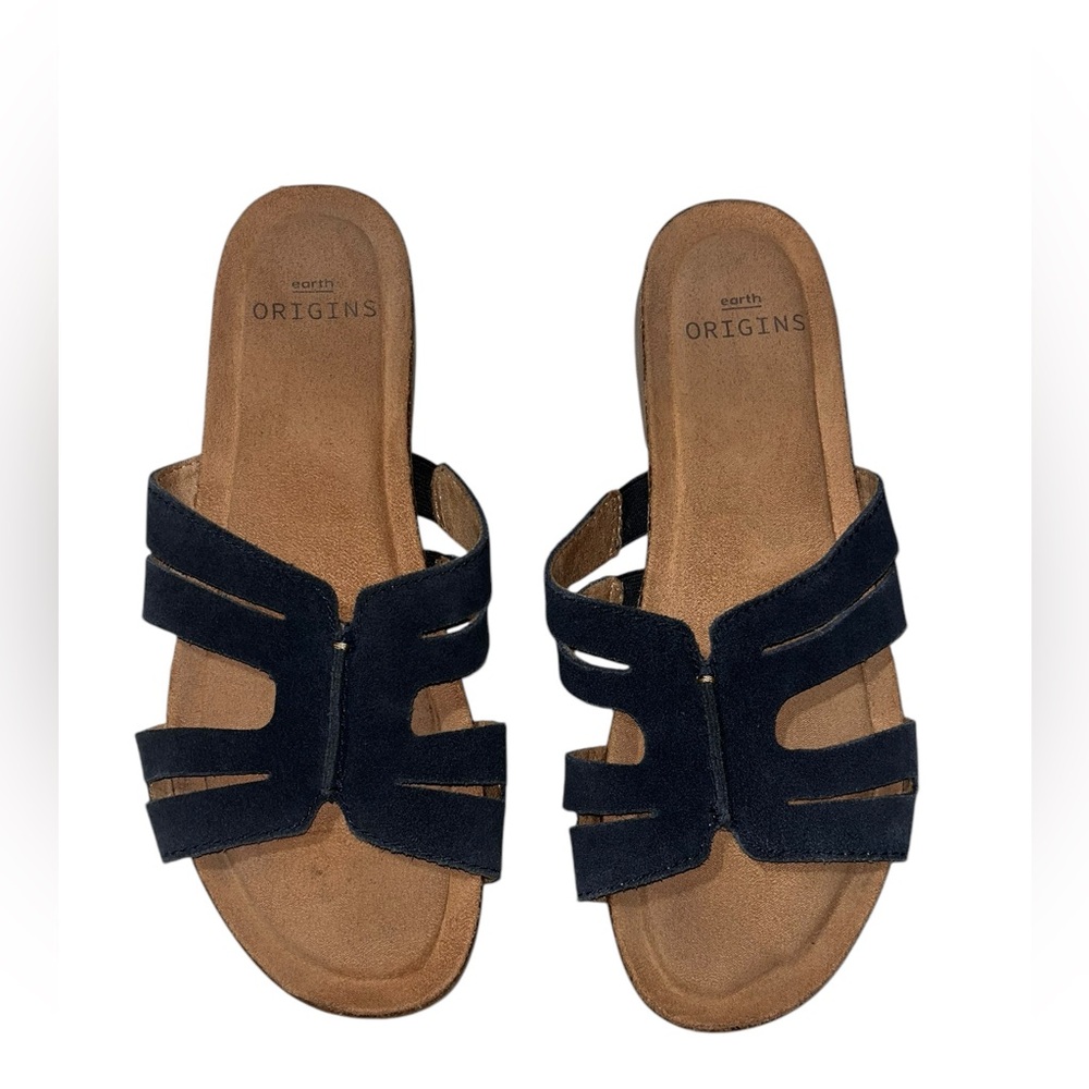 Earth Origins Lyndon Luna Suede Slip On Slide Sandal Blueberry Size 7.5